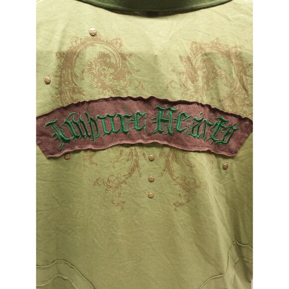 Black Rock Mens Shirt 1/4 button Sz Large Purgatory Logo Embroidered & Studded - Picture 8 of 13